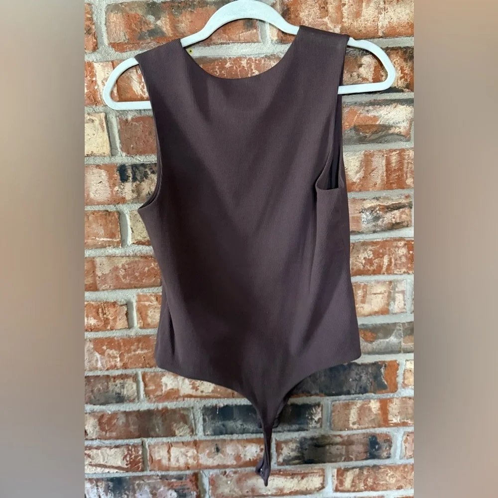 nuuds ribbed crewneck tank Bodysuit- coffee - Picture 3 of 6